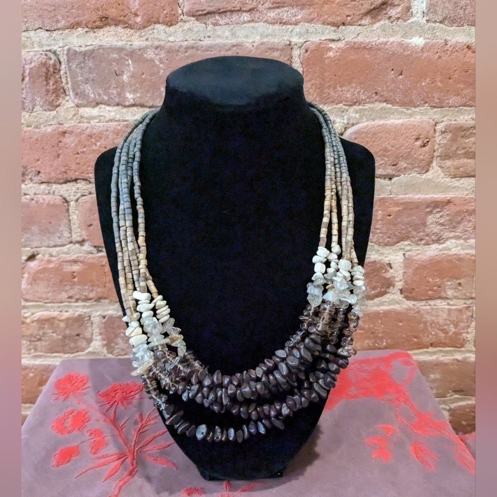 Vintage Coldwater Creek Multi-Strand Beaded Bib Necklace